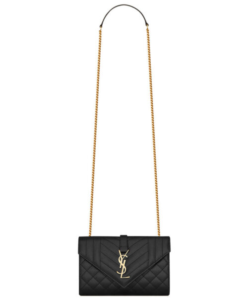 Saint Laurent Envelope Small Bag In Mix Quilted Grain De Poudre Embossed Leather